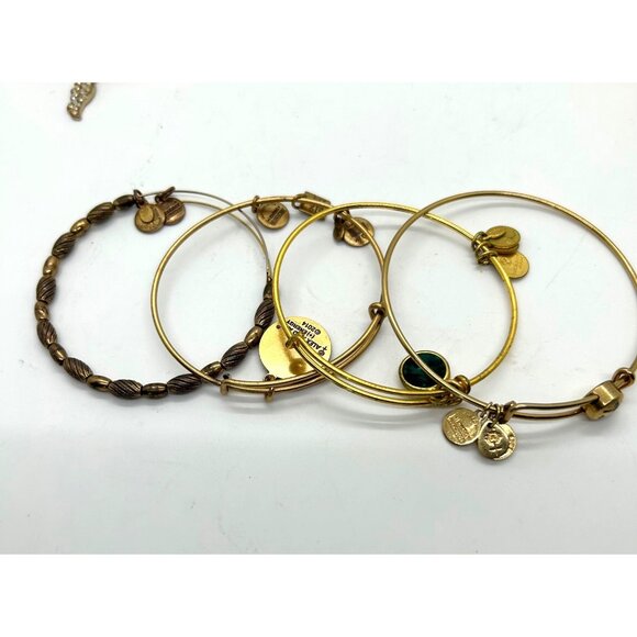 Lot Of 10 Gold-Tone Bracelets 4 Alex And Ani 1 Avon 1 Wind And Fire - Picture 4 of 10